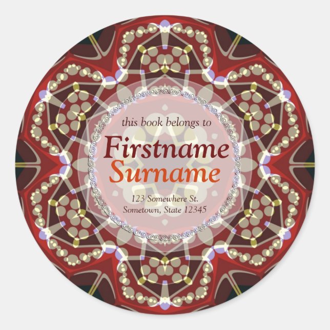 Aztec Geometric Art Bookplate Sticker (Front)