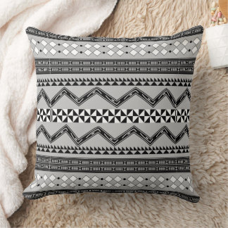 Aztec Geometric Black and White Abstract Pattern Throw Pillow