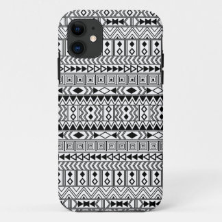 Aztec Geometric Black  pattern on White iPhone 11 Case