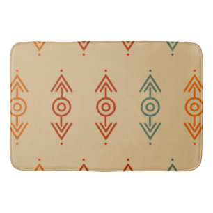 Aztec Geometric Blue And Orange Tribal Southwester Bath Mat