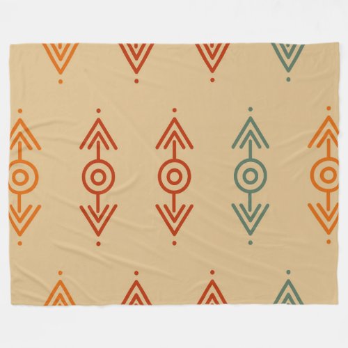 Aztec Geometric Blue And Orange Tribal Southwester Fleece Blanket