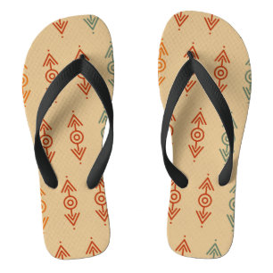 Aztec Geometric Blue And Orange Tribal Southwester Flip Flops