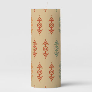 Aztec Geometric Blue And Orange Tribal Southwester Pillar Candle