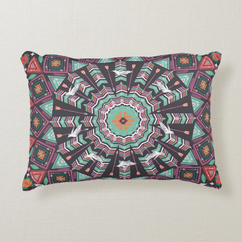 Aztec Geometric Colorful Circle Pattern Accent Pillow