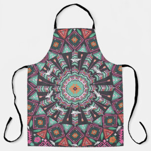 Aztec Geometric: Colorful Circle Pattern Apron