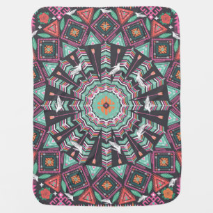 Aztec Geometric: Colorful Circle Pattern Baby Blanket