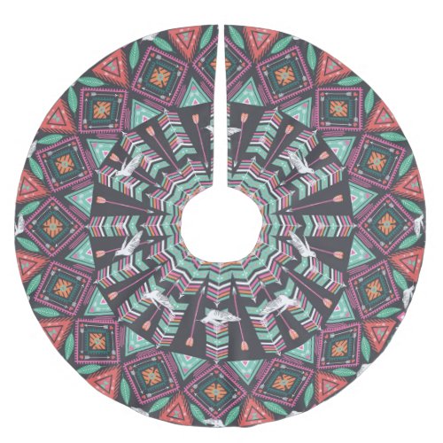 Aztec Geometric Colorful Circle Pattern Brushed Polyester Tree Skirt