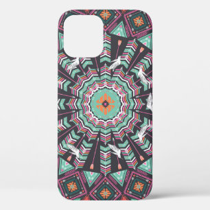Aztec Geometric: Colorful Circle Pattern iPhone 12 Case