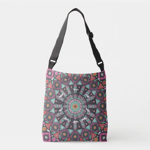 Aztec Geometric Colorful Circle Pattern Crossbody Bag