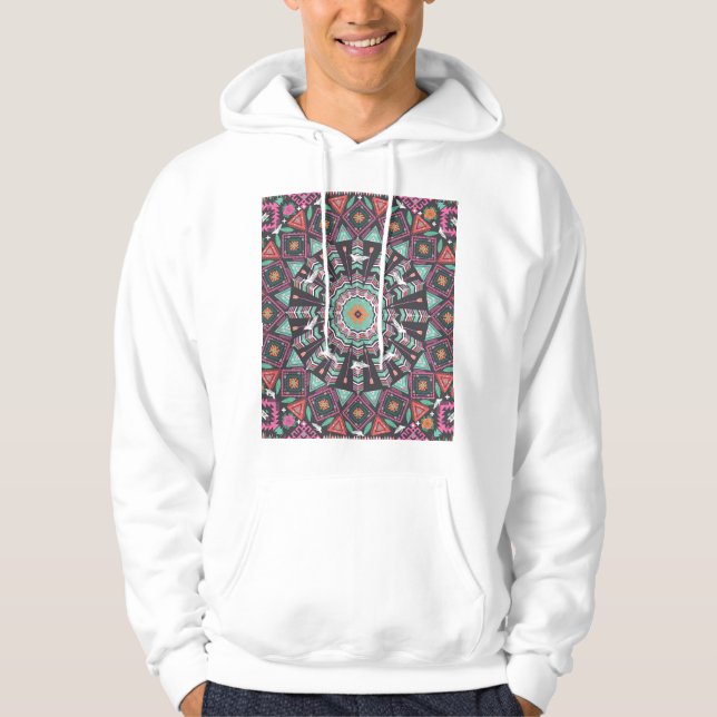 Aztec Geometric: Colorful Circle Pattern Hoodie (Front)