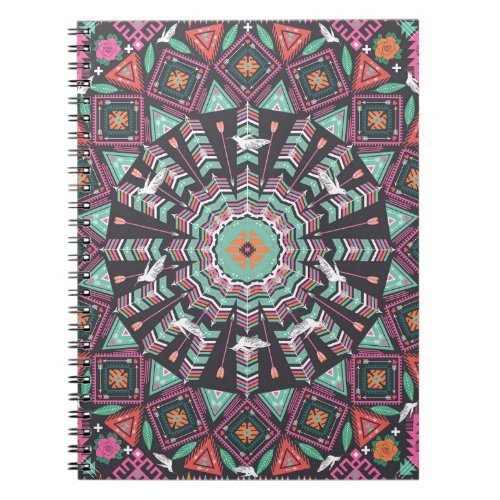Aztec Geometric Colorful Circle Pattern Notebook