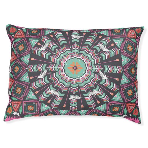 Aztec Geometric Colorful Circle Pattern Pet Bed