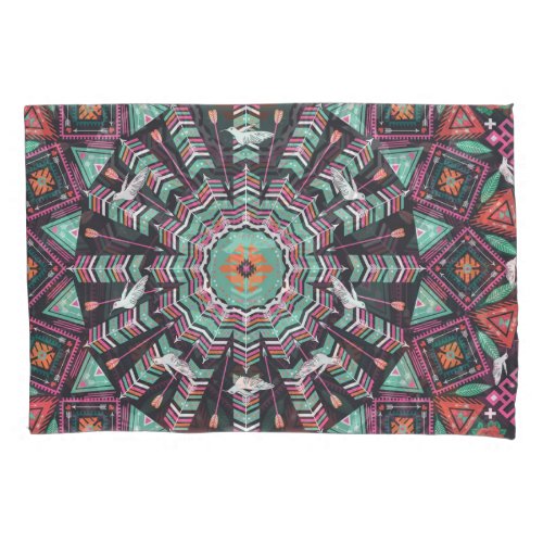 Aztec Geometric Colorful Circle Pattern Pillow Case