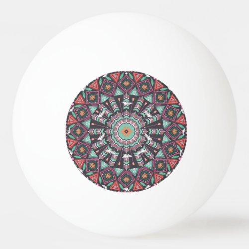 Aztec Geometric Colorful Circle Pattern Ping Pong Ball