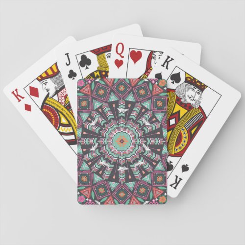 Aztec Geometric Colorful Circle Pattern Playing Cards