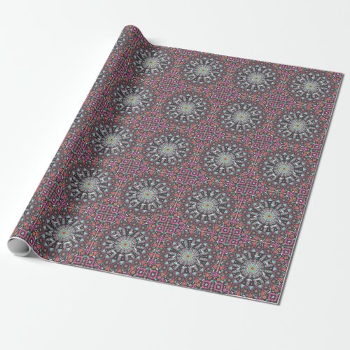 Aztec Geometric Colorful Circle Pattern Wrapping Paper