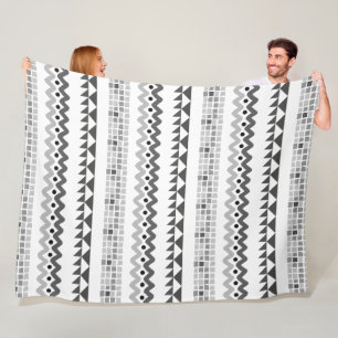 Aztec Geometric Gray Abstract Pattern Fleece Blanket