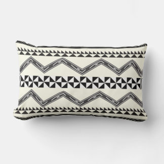 Aztec Geometric Gray Abstract Pattern Lumbar Pillow