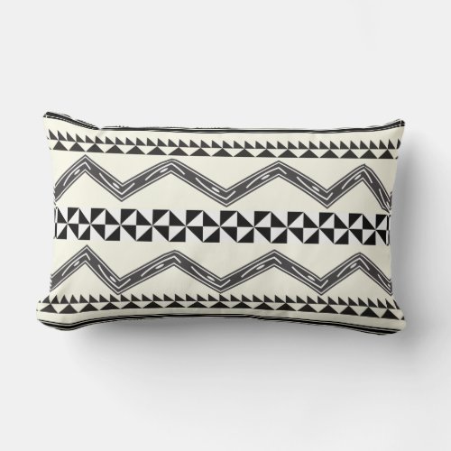 Aztec Geometric Gray Abstract Pattern Lumbar Pillow