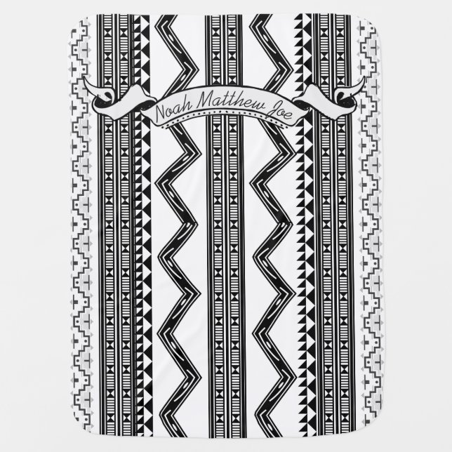 Aztec Geometric Gray Abstract Pattern Swaddle Blanket (Front)