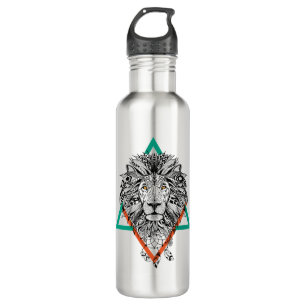 Aztec Geometric Lion Portrait Stainless Steel Water Bottle