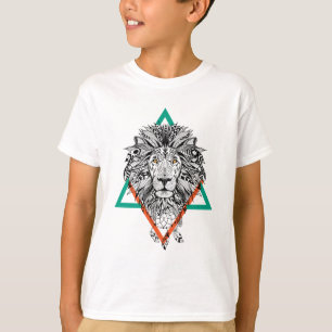 Aztec Geometric Lion Portrait T-Shirt
