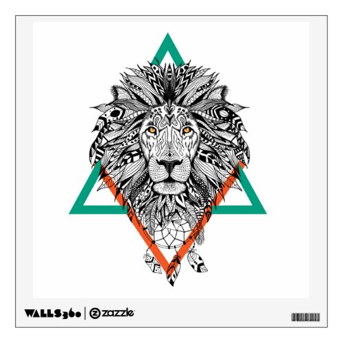 Aztec Geometric Lion Portrait Wall Decal