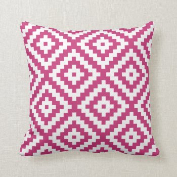 Aztec Geometric Magenta Throw Pillow by AnyTownArt at Zazzle