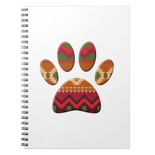 Aztec Geometric Pattern Art Dog Paw Print Notebook