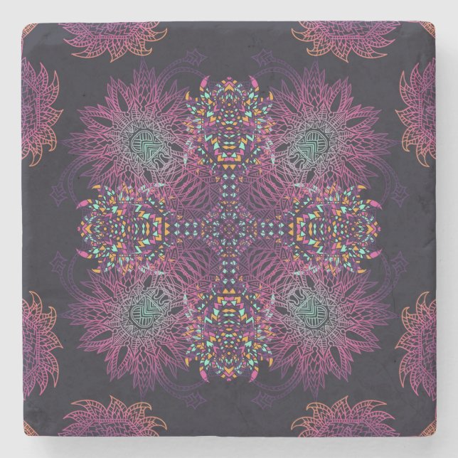 Aztec geometric, vintage seamless pattern. stone coaster (Front)