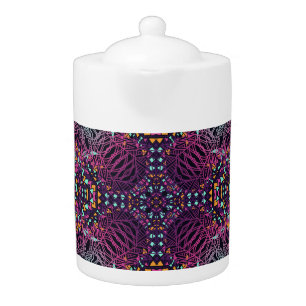 Aztec geometric, vintage seamless pattern. teapot