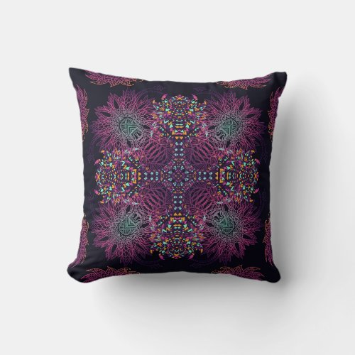 Aztec geometric vintage seamless pattern throw pillow