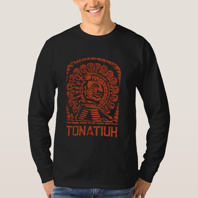 Aztec God Ancient Mythology Tonatiuh Sun Icon T-Shirt (Front)