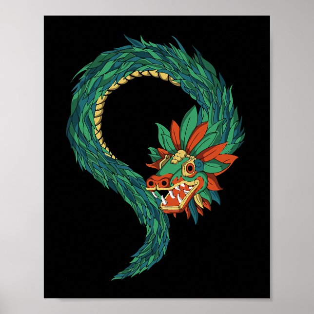 Aztec God Quetzalcoatl Snake Dragon Inca Maya Civi Poster (Front)