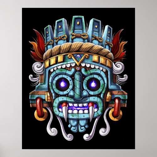 Aztec God Tlaloc Mask Poster