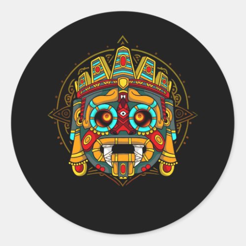 Aztec God Tlaloc Mayan Mythology Deity Mexican Her Classic Round Sticker