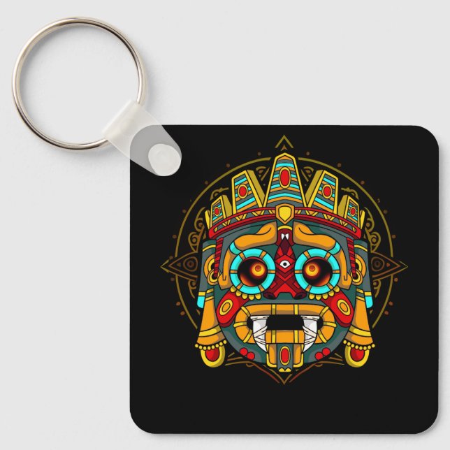 Aztec God Tlaloc Mayan Mythology Deity Mexican Her Keychain (Front)