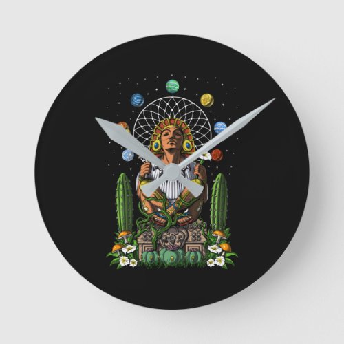 Aztec God Xochipilli Round Clock