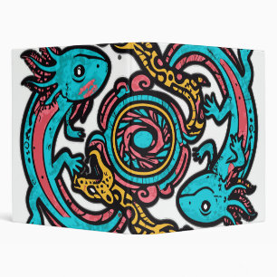 Aztec God Xolotl Fighting Jaguar Battle Tribal Art 3 Ring Binder