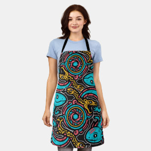 Aztec God Xolotl Fighting Jaguar Battle Tribal Art Apron