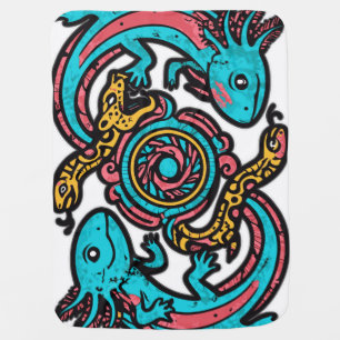 Aztec God Xolotl Fighting Jaguar Battle Tribal Art Baby Blanket