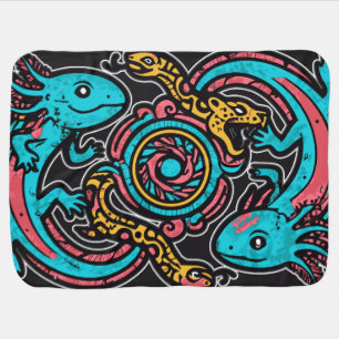 Aztec God Xolotl Fighting Jaguar Battle Tribal Art Baby Blanket