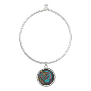 Aztec God Xolotl Fighting Jaguar Battle Tribal Art Bangle Bracelet