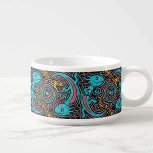Aztec God Xolotl Fighting Jaguar Battle Tribal Art Bowl