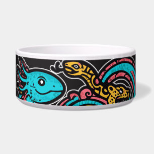 Aztec God Xolotl Fighting Jaguar Battle Tribal Art Bowl
