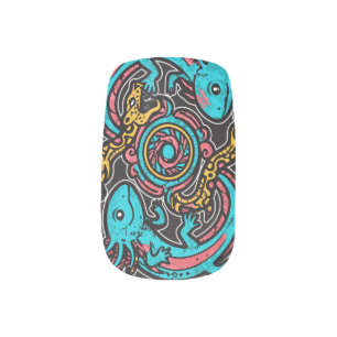 Aztec God Xolotl Fighting Jaguar Battle Tribal Art Minx Nail Art
