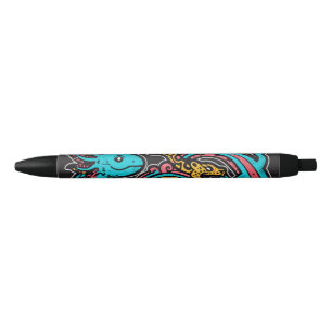 Aztec God Xolotl Fighting Jaguar Battle Tribal Art Pen