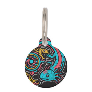 Aztec God Xolotl Fighting Jaguar Battle Tribal Art Pet ID Tag