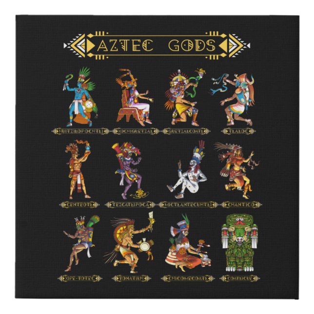 Aztec Gods Faux Canvas Print (Front)