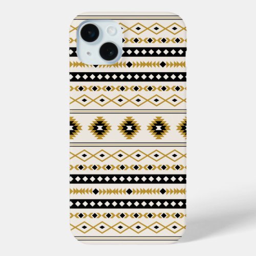 Aztec Gold Black Cream Mixed Motifs Pattern iPhone 15 Plus Case